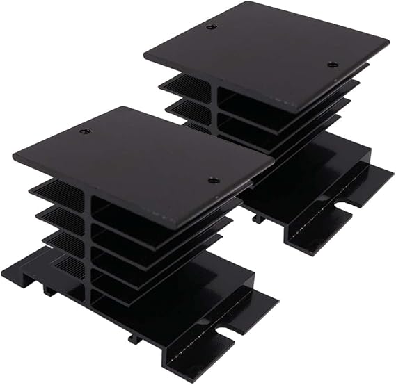 2PCS Solid State Relay heatsink Aluminum Heatsink for SSR-25DA/10DA/40DA Solid State Relay -Black