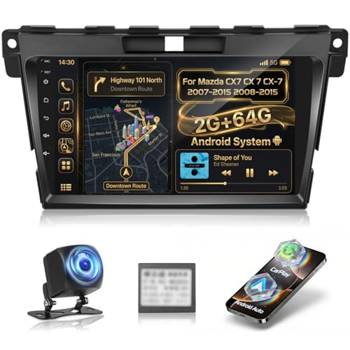 NHOPEEW [264G] for Mazda CX7 CX 7 CX-7 2007-2015 Android Stereo - 9 inch Touchscreen Mazda CX7 Radio - Wireless Carplay and Andorid Auto, 5GWiFi, GPS, DSPEQ, Mulitiple UI, SWC  AHD Backup Camera