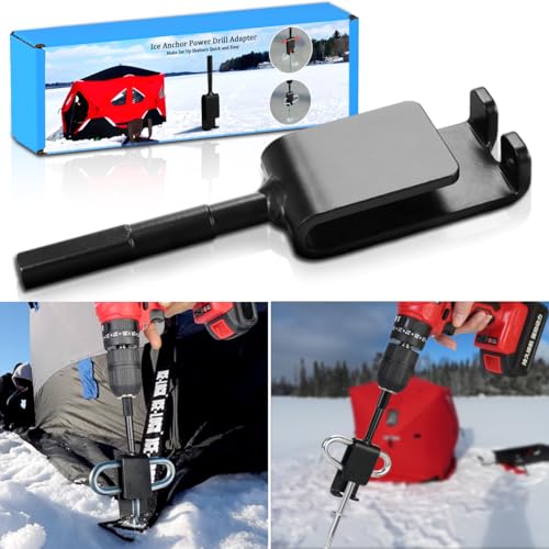 Ice Anchor Power Drill Adapter for Ice Fishing Shelter, Ice Anchor Adapter for Ice Tent, Ice Fishing Accessories, Ice Shelter Accessories