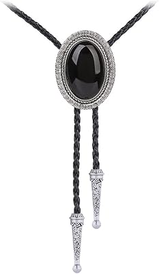 GelConnie Bolo Tie for Men Western Cowboy Tie Necklace Native American Silver Bolo Tie for Women Leather Necktie Accessories