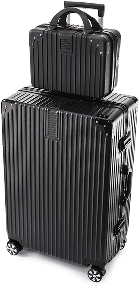 Suitcase Large Luggage 4 Wheels Lightweight Zipperless Hardshell Lightweight Luggage Sets 2 Piece,Black,20in