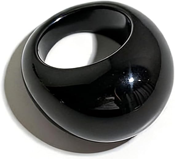 Natural Jade Chunky Ring, Tiger Eye Stone Ring for Men & Women Minimalist Natural Stone Stackable Bands Size 8 (Obsidian)