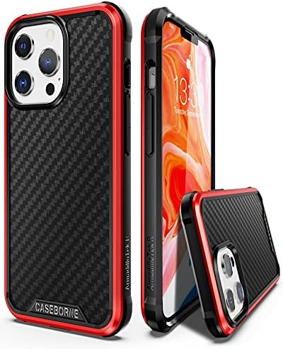 CaseBorne R Compatible with iPhone 13 Pro Case - Shockproof Protective, Military Grade 12ft Drop Tested, Durable Aluminum Frame, Aramid Fiber - Red