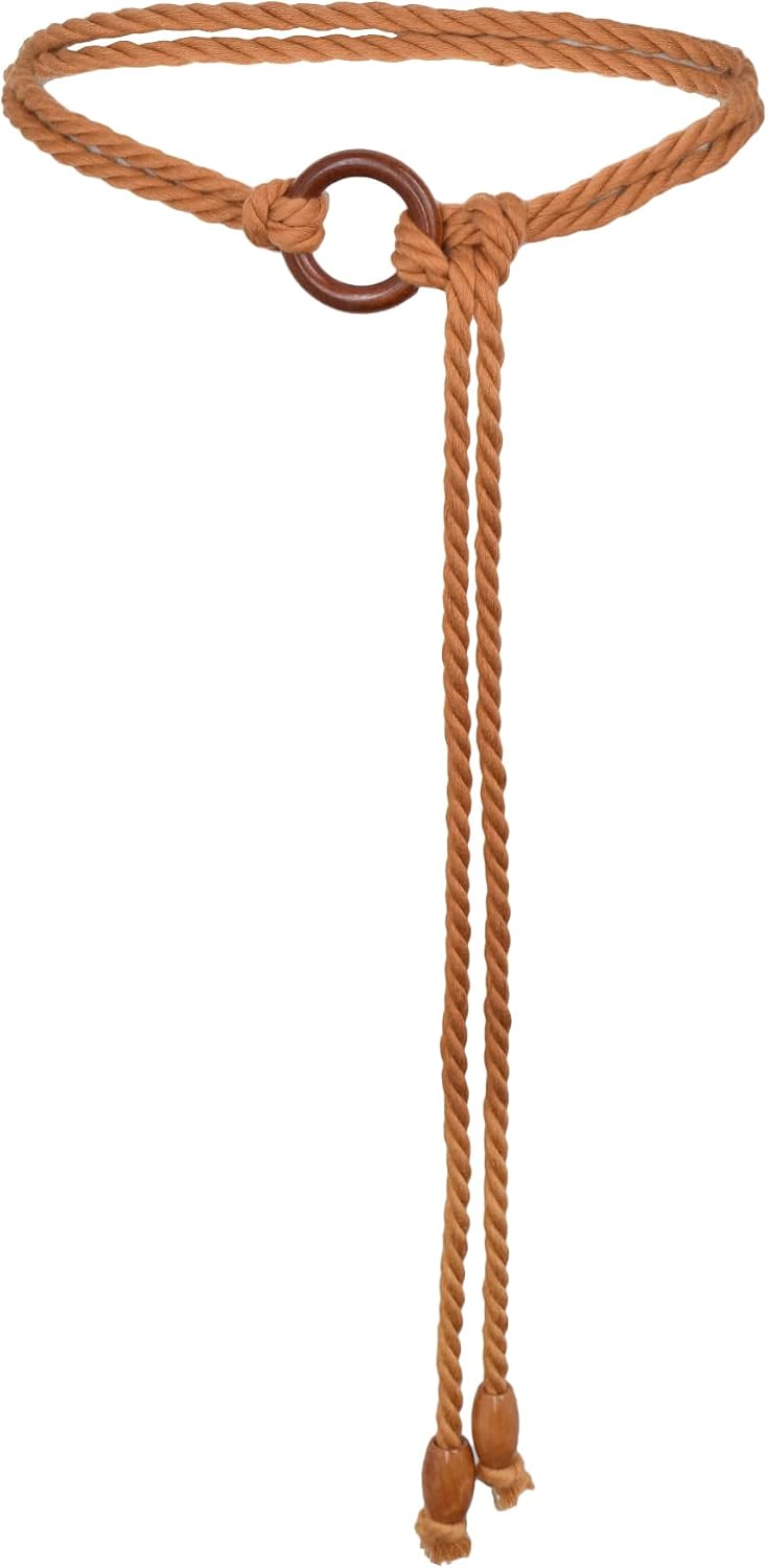 TeeYee Womens Tassel Wasit Rope Cotton Belt Simple Style Skinny Woven Chain for Jeans Skirt Dress