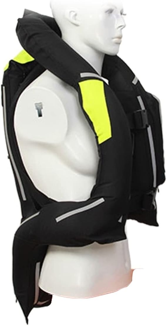 Motorcycle Airbag Vest Lightweight Reflective Riding Vest with Tail, Neck Airbag for Bicycles, Dirt Bike Riding Jackets (Color : Black, Size : Small)
