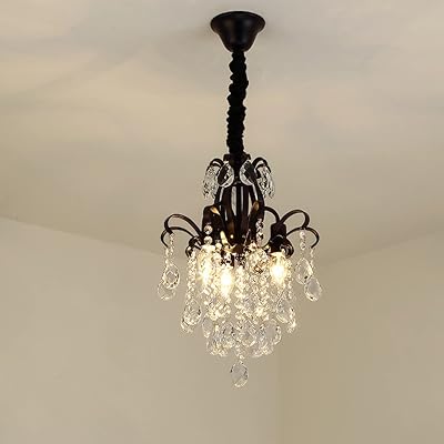 Braiton Chandelier Modern K9 Crystal Raindrop Chandelier Lighting Mount LED Ceiling Light Fixture Pendant Lamp for Dining Room Bathroom Bedroom Livingroom,Black,3 Lights