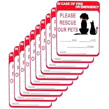 in Case of Fire Or Emergency Please Rescue Our Pets,Door Window Alarm Alert Animal Pet Dog Cat Kitten Bird Rabbit Rescue House Home RV Safety,Pack 10