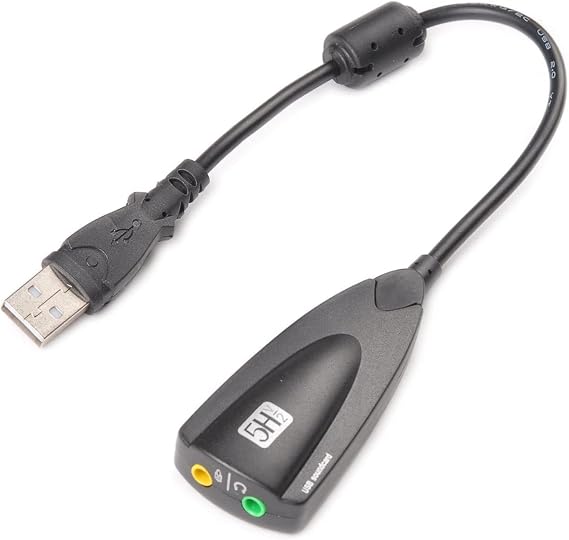 USB 2.0 External Audio Adapter, 7.1 Stereo Sound Card Dynamic 3D Surround Sound Card 5Hv2 Channel Converter to 3.5mm Headphone Microphone Jack for Computer Notebook