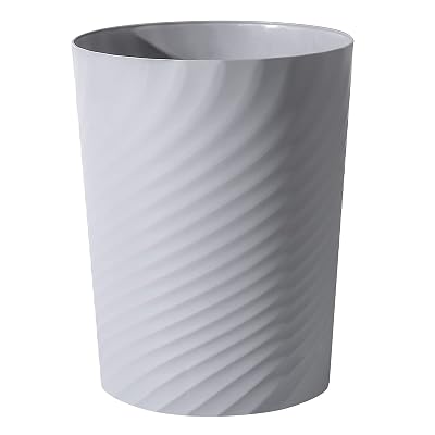 UUJOLY Plastic Small Trash Can Wastebasket, Garbage Container Basket for Bathrooms, Laundry Room, Kitchens, Offices, Kids Rooms, Dorms, Grey, 1.8 Gallon
