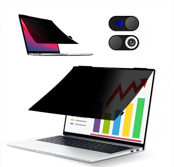 Flip 180 Privacy Screen Filter for MacBook Air 13.6 Inch (2022-2024, M2, M3) Model: A2681 A3113, Matte Anti Glare Blue Light Protector Private Security Filter for 13.6In Mac Laptop