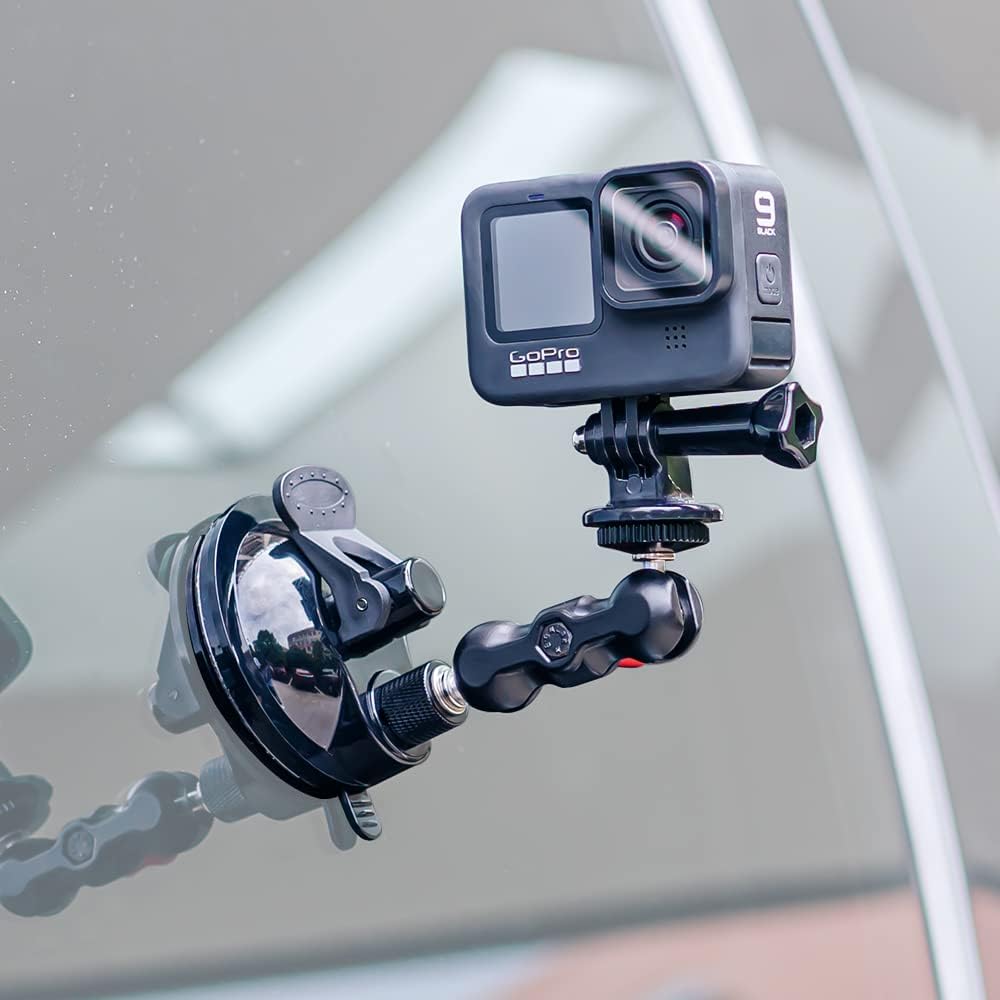 SUREWO Metal Strong Suction Cup Compatible with Gopro Hero 10 Black,Hero 98765 Black,DJI Action 2,Insta 360 ONE R and Most Action Cameras