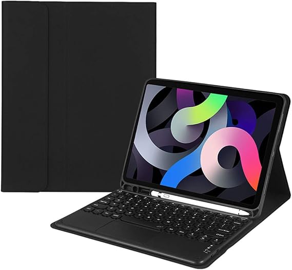 iPad Air4 Touch Keyboard Case 2020 4th Generation Air4 10.9'' Case with Detachable Bluetooth Keyboard Smart touchpad Round keycap Slim Color Keyboard (iPad Air4 10.9, Black)