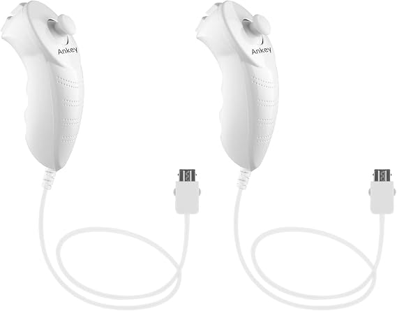 Ankey Nintendo Nunchuk Wii Wii U Konsolu için 2 Paket Nunchuck Denetleyici Uzaktan Değiştirme Beyaz
