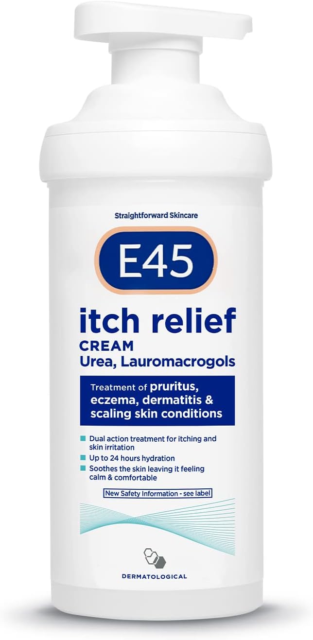 E45 Dermatological Itch Relief Cream, Moisturising Dual Action Treatment for Itchy and Irritated Skin, 500g