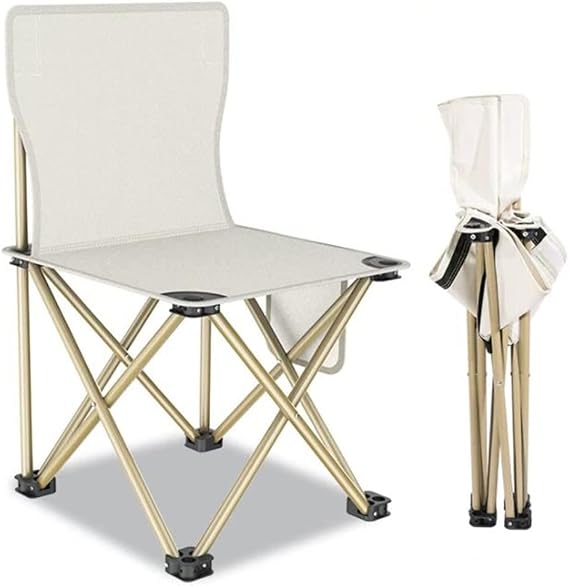 EMENAR 15inch Foldable Camping Chairs for Adults, Lightweight & Portable Beach Chairs Fishing Stool with Carry Bag, Hiking Park Beach BBqs Comfortable Rest (Color : Beige, Size : 25cm(10inch))