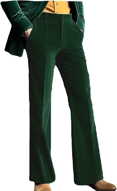 VENNYNG Men's Velvet Dress Suit Pants Fall Autumn Wedding Trousers Wide Straight Leg Plain Winter Outdoor Daily Wear