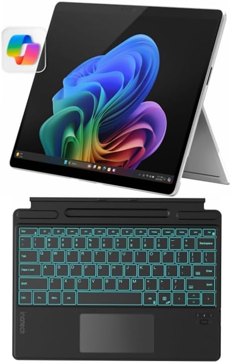 Microsoft Surface Pro 11 2024, 13-inch Touchscreen 2-in-1 Laptop, Snapdragon X Plus, 16GB, 512GB, with Inateck Bluetooth Backlit Keyboard with Touchpad & Pen Holder 2-in-1 Laptop & Tablet (Platinum)