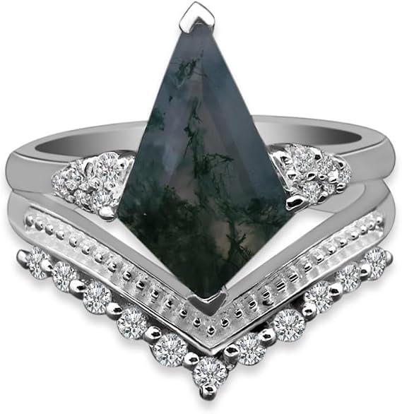 925 Sterling Silver Kite-Cut Gemstone Ring – Alexandrite, Tanzanite, Onyx, Agate, Moonstone