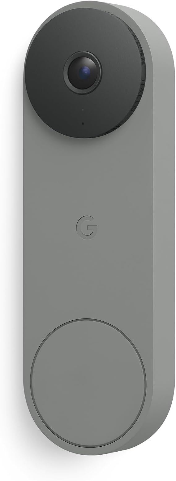Google Nest Doorbell (Wired, 3rd Gen) - 2K Video, Live View - 2025 - Hazel | Video doorbell, 2K HDR, intelligent alerts, color night vision, 2-way audio, works with Google Home & Gemini