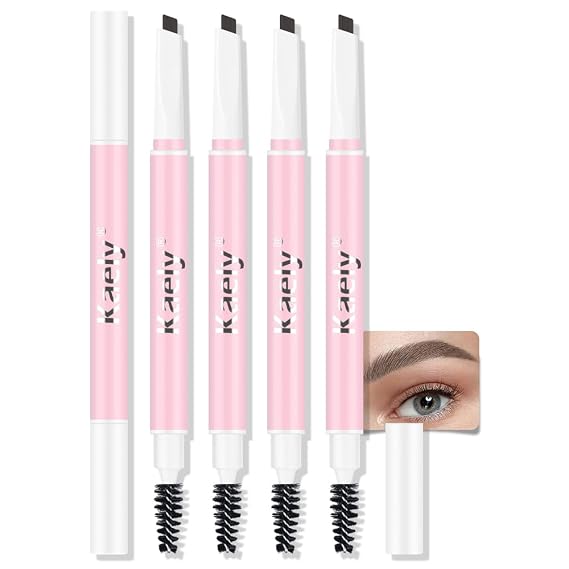 Kaely 5Pcs Waterproof Eyebrow Pencil, Longwearing Eye Brow Pencils for Women Makeup, Mechanical Eyebrow Pen with Spoolie Brush, lapiz de cejas a prueba de agua, 03 Black Brown