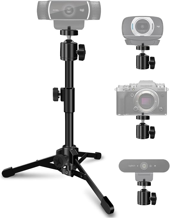 Desktop Webcam Tripod Stand, Extendable Webcam Camera Stand Tripod for Logitech Stream Webcam C925e C922x C922 C930e C930 C920 C615 and Other Devices with 1/4" Thread