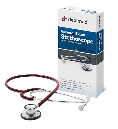 Dealmed Exam Stethoscope - Dual-Head, 32 inch Tubing, Burgundy (1 Count)