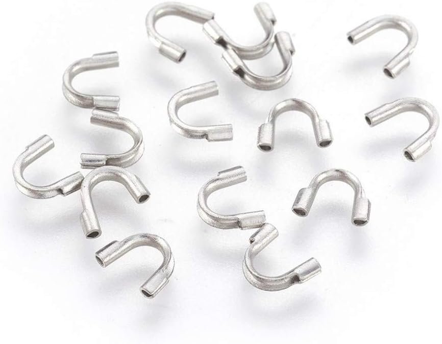 Gelirda 50Pcs Stainless Steel Wire Guardian Metal Silver Color U Shape Cable Wire Thread Protectors for Jewelry Making Crafts