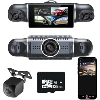 4 Cameras 1080P Dash Cam 4 Lens 3 Inch IPS Screen Car Black Box WiFi APP Control G-Sensor Car Driving Video Recorder Free 128GB TF Card