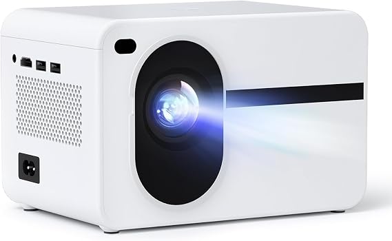 Wielio Projector with WiFi and Bluetooth Native 1080P Full HD Projector 18000 Lumens Outdoor 200" Projection Screen Video Movie Proyector Compatible with Smartphone, HDMI,USB,AV,Fire Stick, PS5, White
