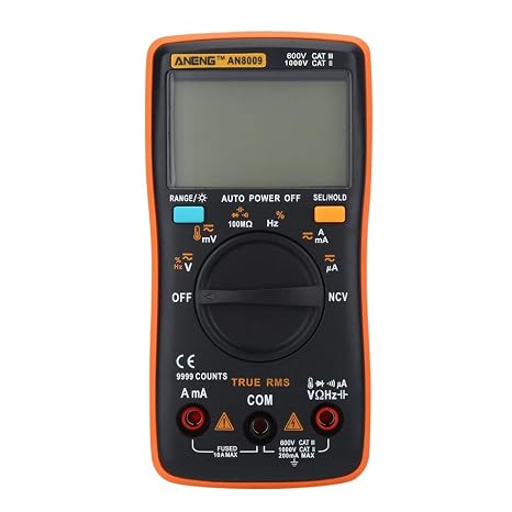 AN8009 Digital Multimeter Handheld Portable Auto Range True RMS AC/DC Voltage Electronic Meter Backlight LCD Display