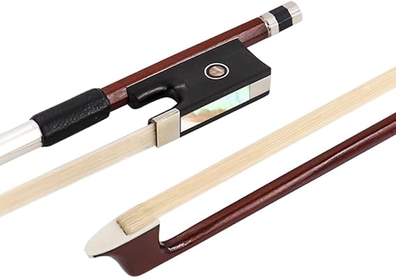 AMZZ Superior Brazilwood 4/4 Violin Bow Handmade with Ebony Frog, White Horsehair, Well Balanced for Intermediate & Advanced Players