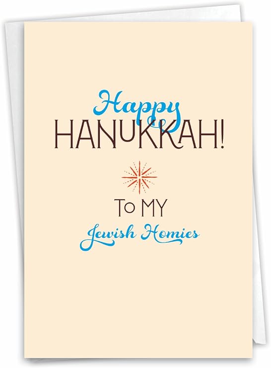 NobleWorks - Funny Chanukah Paper Card with 5 x 7 Inch Envelope (1 Card) Jewish Holiday Card Jewish Homies C3419HKG