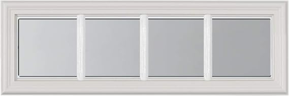 ODL Modern Farmhouse Style Rain Pattern Obscured Privacy Glass for Exterior Door - Double Pane - 24" x 8" White Frame in 4 Grid Pattern