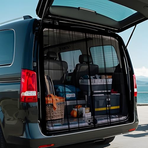 ZATOOTO Van Bug Screen Curtain Magnetic Rear Door Screen for Camping, RV Door Bug Net Center Magstripe Closure Universal for Mercedes Metris Ford Transit Connrct Campervans, 61H x 59W