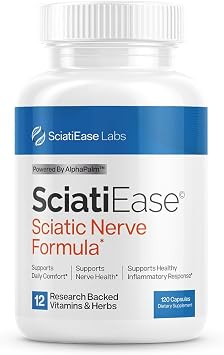 SciatiEase Sciatic Nerve Health Support Supplement - Nerve Support Formula with AlphaPalm, Pea, Vitamin B Complex, Alpha Lipoic Acid 300mg - 3 Bottles