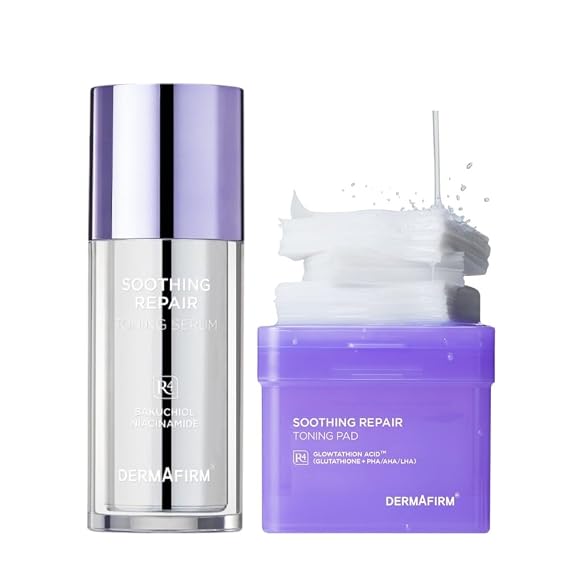 Soothing Repair Set Korean Toning Serum & Exfoliating Toning Pads for Hydrated, Clean Skin