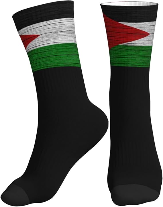 Flag Of Jordan Wooden Texture Jordanese Flag Athletic Socks Outdoor Running Crew Socks Cushioned Breathable Crew Socks For Men & Women