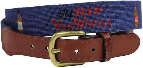Old Rip Van Winkle (Pappy Van Winkle) Needlepoint Belt in Blue by Smathers & Branson