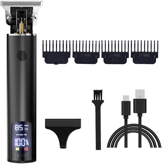 Professional Hair Clippers for Men Women Cordless Rechargeable Hair Trimmer Metal Body Cutting Grooming Kit Beard Shaver Barbershop (Big Screen Black)