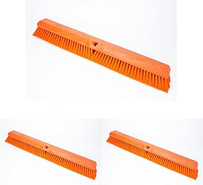 SPARTA 41891EC24 Omni Sweep Plastic Push Broom Head, Heavy Duty, Industrial Broom with Color Code System for Outdoor, Indoor, Garage, Concrete, Patio, Kitchen, Bathroom, 24 Inches, Orange Pack of 3