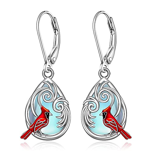 Cardinal Earrings for Women Red Cardinal Earrings Dangle Sterling Silver Bird Cardinals Jewelry Memorial Mothers Day Gifts