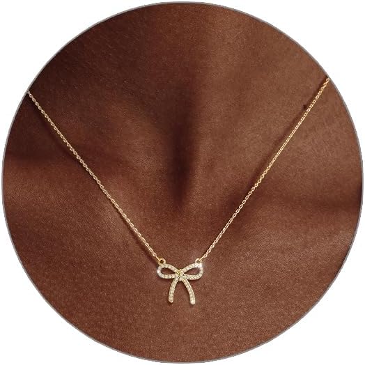 Luxval Diamond Pendant Gold Necklace for Women,Dainty 18k Gold Plated Choker Necklaces Simple Gold Jewelry Gifts for Women