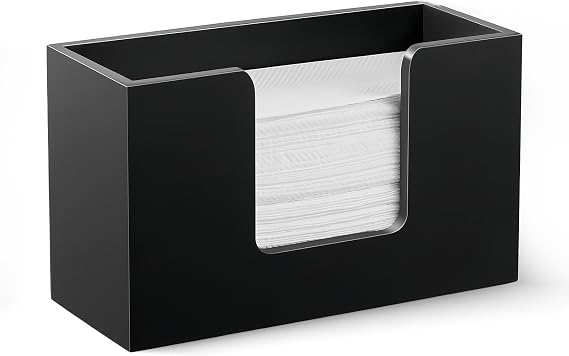 Napkin Holder, Tissue Holder Black Paper Towel Dispenser Countertop Napkin Dispenser for Kitchen Bathroom Rectangular