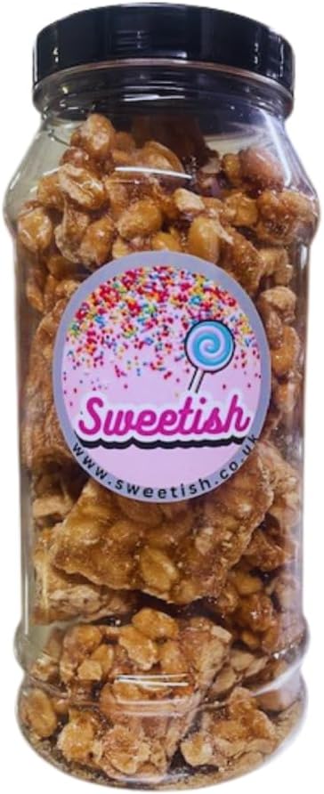 Peanut Brittle - Quality Roasted Peanuts In Caramel, Peanut Brittle Retro Sweets Gift Jar By Sweetish