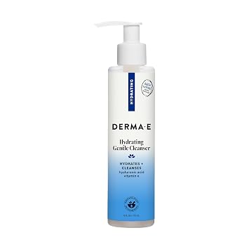 Derma E Hydrating Gentle Cleanser with Hyaluronic Acid Moisturizing Facial Cleanser Tones, Moisturizes & Improves Skin Texture Gently Exfoliating Face Wash, 6 fl oz