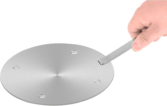 Heat Distributor Diffuser Plate Heat Diffuser for Gas Stove Electric Hob with Removable Handle Aluminium Gas Hob Diffuser Heat Conduction Plate Non-Slip Round Quick Defrost Tray 16 cm