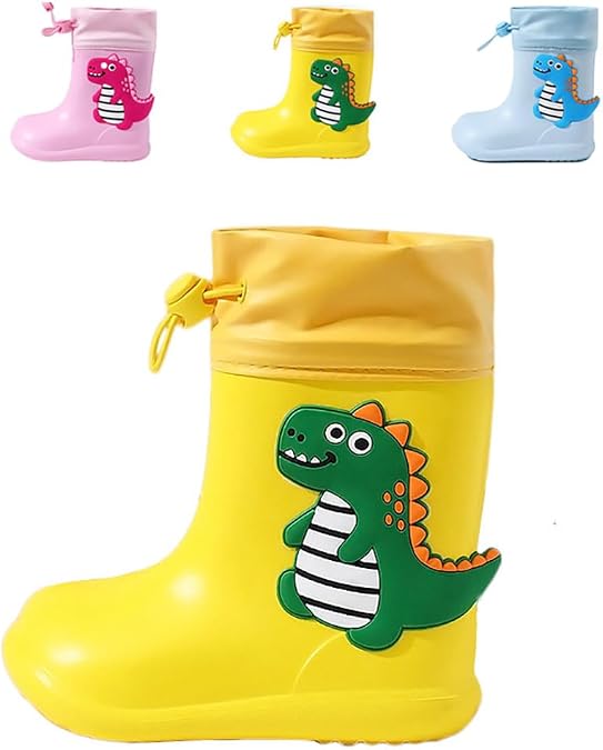 Drecage Kids Rain Boots Waterproof Lightweight EVA Rain Shoes for Toddler Girls Boys, with Elastic Cuff Ankle and Non-Slip Sole