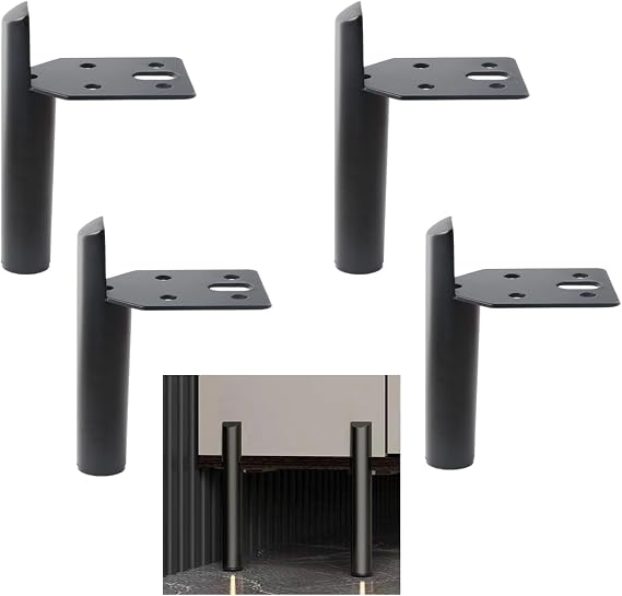 2 Inch Furniture Legs Side Mounted Coffee Table Feet Black, Set of 4
