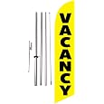 Vacancy 15 foot Outdoor Advertising Feather Banner Flag Kit Sign with Flag Pole and Ground Spike