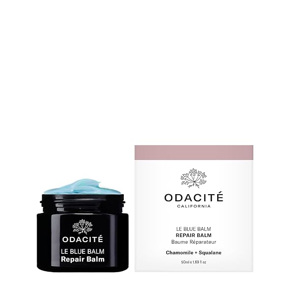 Odacite Le Blue Balm Repair Balm, Blue Chamomile & Shea Butter, Multipurpose Face & Eye Moisturizer for Dry, Mature & Sensitive Skin, Barrier-Supporting Anti-Aging Cream, 1.69 fl oz.